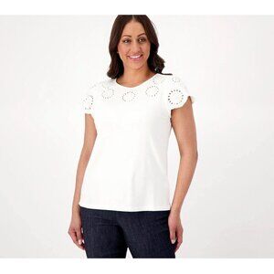 Laurie Felt Cotton w/ Rayon Made From Bamboo Flutter Sleeve Tee Size XS A601151